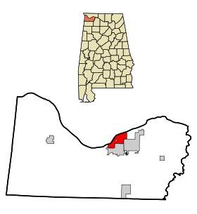 Colbert County Alabama Incorporated and Unincorporated areas Sheffield Highlighted.svg
