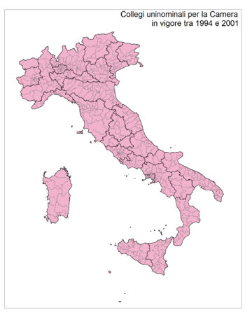 Italiano: Cartina dei 475 collegi uninominali ...