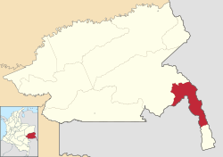 Location of the municipality and town of San Felipe, Guainía in the Guainía Department of Colombia.