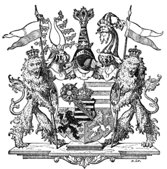 Fig. 688.—"Middle" arms of the Duchy of Saxe-Altenburg. (From Ströhl's Deutsche Wappenrolle.)
