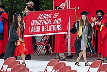 ILR banner at Commencement, 2021 Cornell ILR 2021 Commencement.jpg