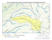 Course of Stony Run (Anderson Creek tributary) in Clearfield County, Pennsylvania, USA