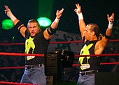 D-Generation X (DX) (Triple H and Shawn Michaels) were scheduled in a handicap Hell in a Cell match D-Generation X.jpg