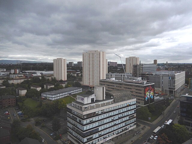 Townhead looking north east (from the roof of the Met Tower), showing part of the educational zone with the buildings of City of Glasgow College, and 