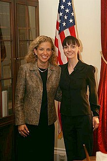 Christina Ricci meets with U.S. Congresswoman Debbie Wasserman Schultz on Capitol Hill in April 2007