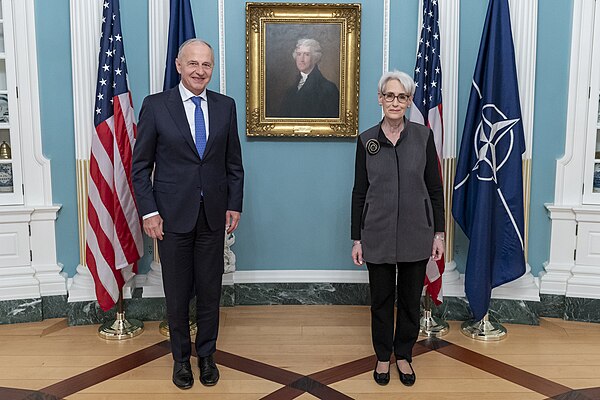 Mircea Geoană meeting with US Deputy Secretary of State Wendy Sherman on May 10, 2022