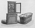 Die Gartenlaube (1886) b 509_2.jpg Hydro-elektrisches Bad mit Batterieschrank und Stromregulirungsapparaten Von R. Blänsdorf’s Nachfolger in Frankfurt a. M.