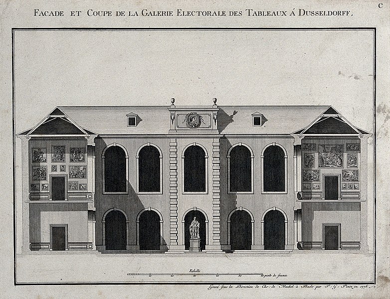 File:Die kurfürstliche Gemäldegalerie in Düsseldorf, Fassadenhöhe und Querschnitt der Flügel, um 1710.jpg