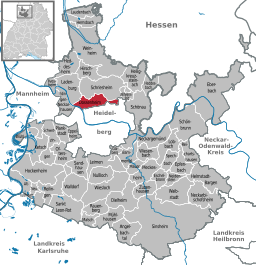 Läget för Dossenheim i Rhein-Neckar-Kreis