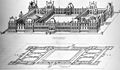 Проєкт розбудови палацу Тюїльрі 1579 р з овальними вестибюлями, не здійснено (креслення А. Дюсерсо)