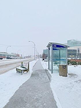 Edmonton Transit Service bus stop at the Northern Alberta Institute of Technology