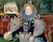 Elizabeth I, from the House of Tudor, reigned as Queen of England and Ireland from 1558 to 1603.