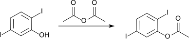 Veresterung von 2,5-Diiodphenol mit Essigsäureanhydrid