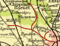 Edgware Highgate & London Railway, 1900 Extract of 1900 Map showing Edgware Highgate and London Railway.png