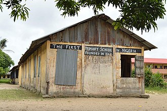 First primary school in Nigeria, built in 1845 First primary school building in Nigeria in Badagry, Nigeria.jpg