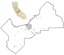 Fresno megye, Kalifornia Beépített és be nem épített területek Friant Highlighted.svg