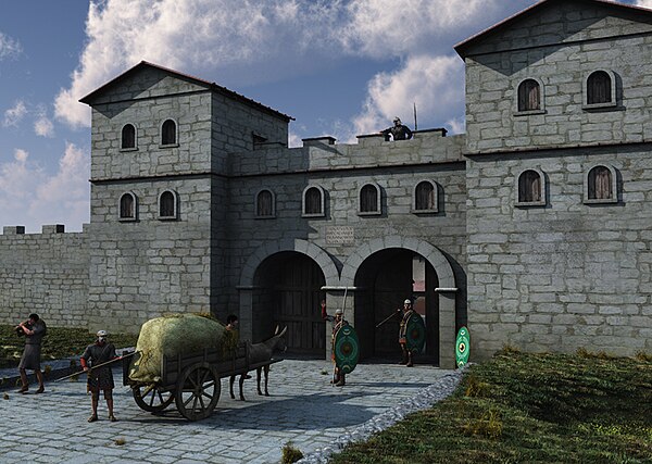 An artist's impression of the fort's gatehouse