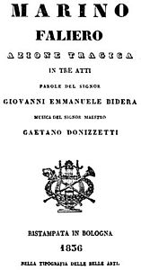 Gaetano Donizetti - Marino Faliero - titlepage of the libretto, Bologna 1836.jpg