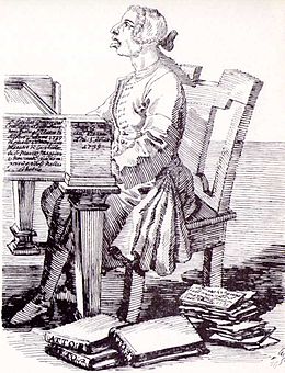 Caricature of Gaetano Latilla by Pier Leone Ghezzi. Latilla's Tito Manlio was one of the last in the opera seria genre to be premiered at the Capranica. He was the uncle of Niccolo Piccinni, several of whose comic operas premiered at the Capranica in the late 1760s. Gaetano Latilla by Pier Leone Ghezzi. 1739.jpg