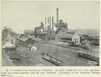 Iron furnace in Columbus, Ohio, 1922 Geography of Ohio - DPLA - aaba7b3295ff6973b6fd1e23e33cde14 (page 111) (cropped).jpg