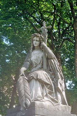 Estatua de Germania en Bad Kissingen de Michael Arnold, 1867/1868: Gernania llora por las pérdidas de la batalla de Kissingen.