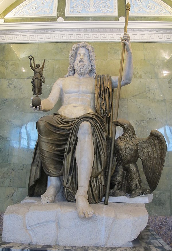 Statue of Jupiter (Hermitage), marble and bronze (restored), following the type established by Phidias (Hermitage Museum, Saint Petersburg)