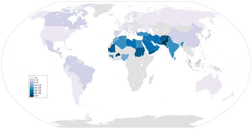 Global prevalence of consanguinity[63]