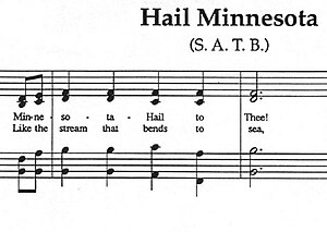 The sheet music to "Hail! Minnesota", the state