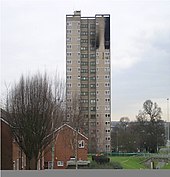 The 2005 Harrow Court fire in Stevenage caused three deaths Harrow Court - fire extinguised.jpg