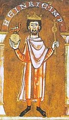 Heinrich IV. (Detail aus einem Evangeliar aus St. Emmeram, nach 1106)