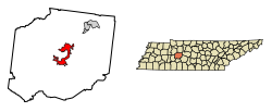 Hickman County Tennessee Incorporated and Unincorporated areas Centerville Highlighted 4712420.svg