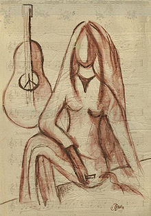 dibujo mujer guitarra