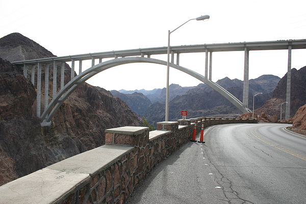 The completed bridge viewed from the Nevada side in December 2010