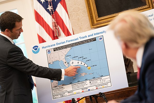 President Trump receives an update on Hurricane Dorian on August 29, 2019.