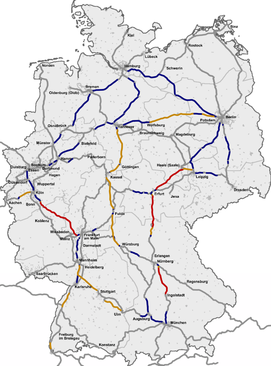 Openrailwaymap. Железные дороги Германии карта. Сеть железных дорог Германии. Карта скоростных железных дорог Германии. Железнодорожная сеть Германии карта.