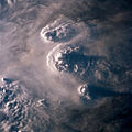 Thunderstorms imaged from orbit.