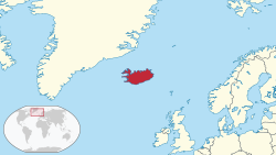 Situo de Islando en ĝia regiono.