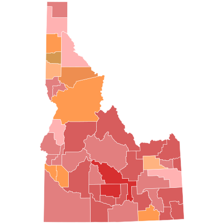 Results by county:
Otter--70-80%
Otter--60-70%
Otter--50-60%
Otter--40-50%
Fulcher--40-50%
Fulcher--50-60%
Fulcher--60-70%
Fulcher--70-80% Idaho gubernatorial Republican primary, 2014.svg