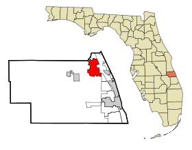 Indian River County Florida Incorporated and Unincorporated areas Sebastian Highlighted.svg