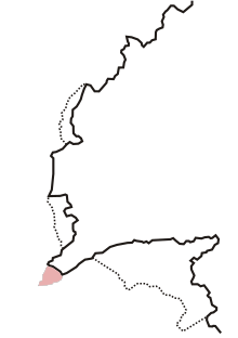 China–Myanmar border Dehong section, the solid line is the modern borderline, and the dotted lines are the outline of the areas which were incorporated into Burma in 1897. The red region is the Namwan Assigned Tract.