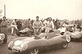 Zwei Lotus Eleven mit ihren Fahrern Cliff Allison und Graham Hill (1957)
