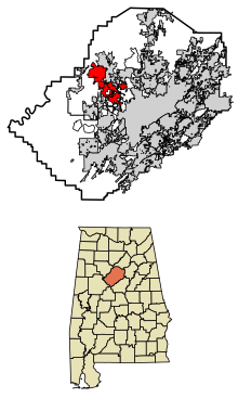 Adamsville'in Jefferson County, Alabama'daki konumu.