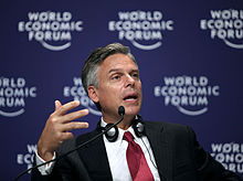 Huntsman speaking at the World Economic Forum in Dalian, China, in September 2009 Jon M. Huntsman Jr. - Annual Meeting of the New Champions Dalian 2009.jpg