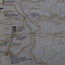 Cropped version of military map of Zeeland, 1940. The Sloedam is the only connection between Walcheren and Zuid-Beveland, the area south of the Sloedam is already silted up. Kaart midden Zeeland 1940 (cropped to Sloedam).JPG