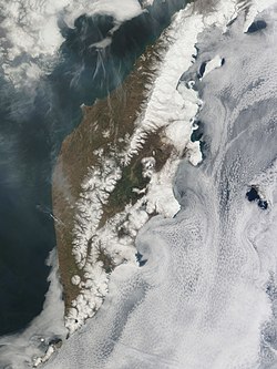 Die skiereiland in die winter. 'n Nasa-satellietbeeld