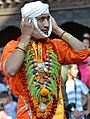 A person preparing for the play