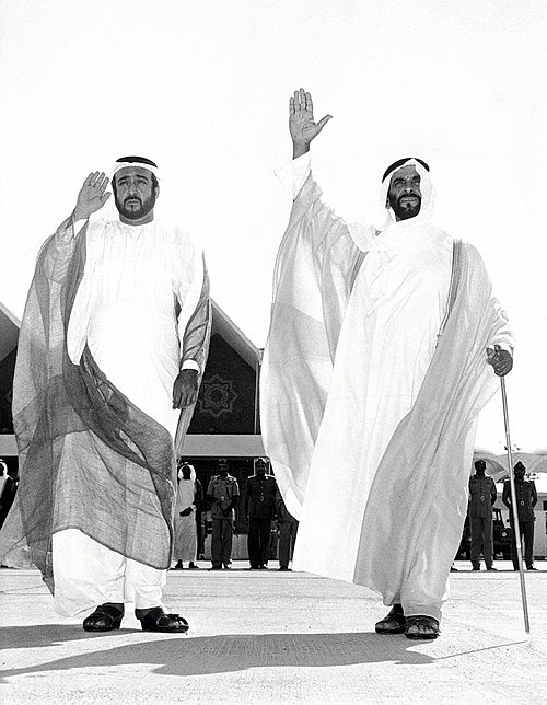 Sheikh Zayed next to his son Sheikh Khalifa