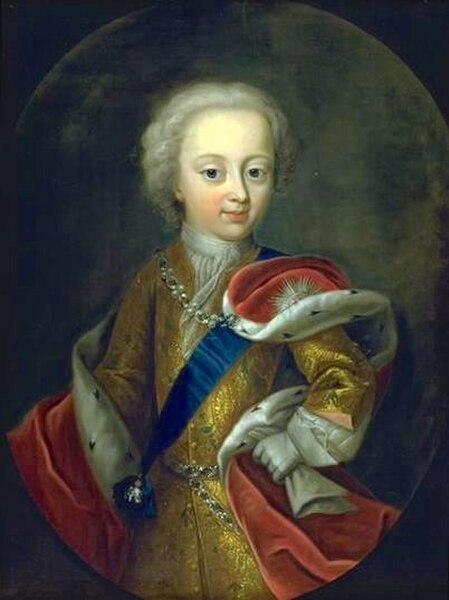 Prince Frederick as a child wearing the blue sash of the Order of the Elephant.