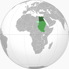 سبز: مملکت مصر ہلکا سبز: اینگلو مصری سوڈان ہلکا ترین سبز: سوڈان تو‏ں 1919 وچ اطالوی شمالی افریقہ دے حوالے.