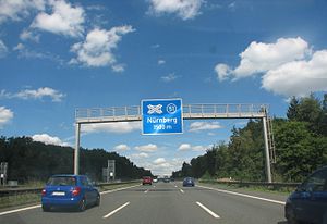 Die A 9 Richtung Berlin am Kreuz Nürnberg